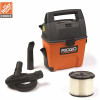 Ridgid 3 Gal. 3.5-Peak Hp Portable Wet/Dry Shop Vacuum With Built-In Dust Pan, Filter, Expandable Hose And Car Nozzle