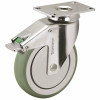 Medcaster Antimicrobial Direction Lock Caster With 220-Pound Capacity And Top Plate Fitting, 5 In., Stainless Steel