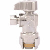 Sharkbite 1/2 In. Push-To-Connect X 1/4 In. O.D. Compression Chrome-Plated Brass Quarter-Turn Angle Stop Valve