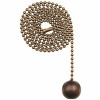Commercial Electric 36 In. Walnut And Antique Brass Wood Ball Pull Chain For Ceiling Fans And Lights