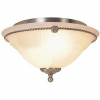 Monument 2-Light Brushed Nickel Ceiling Flushmount With Alabaster Swirl Glass