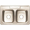 Premier Drop-In Stainless Steel Kitchen Sink 33 In. 4-Hole Double Bowl Kitchen Sink With Brush Finish