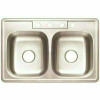 Premier Stainless Steel Kitchen Sink 33 In. 4-Hole Double Bowl Drop-In Kitchen Sink With Brush Finish