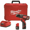 Milwaukee M12 12-Volt Lithium-Ion Cordless 3/8 In. Hammer Drill/Driver Kit With Two 1.5 Ah Batteries And Hard Case