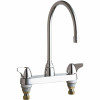 Chicago Faucets Lead-Free 8 In. Gooseneck 2-Handle Sink Utility Faucet Spout Single-Wing Handles 2.2 Gpm Aerator In Chrome