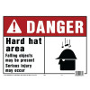 Hy-Ko "Danger Hard Hat Area" Sign, Polyethylene, 14 X 10", Package Of 5