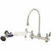 T&S Deck Mount Pet Grooming Mixing Faucet With Side Spray, Wrist Handles, Swivel Nozzle And 7 Ft. Chrome Plated Brass