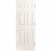 36 In. X 80 In. Textured 6-Panel Primed White Left Handed Hollow Core Composite Single Prehung Interior Door