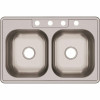 Elkay Dayton Drop-In Stainless Steel 33 In. 4-Hole 50/50 Double Bowl Kitchen Sink - 302002