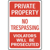Hy-Ko 18 In. X 12 In. Aluminum Private Property No Trespassing Sign