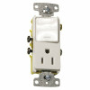 Hubbell Wiring 15 Amp Rocker Combo Switch And Receptacle, White