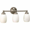 Volume Lighting Sussex Collection 24.5 In. 3-Light Brushed Nickel Bath And Vanity Light With Etched White Cased Glass Shades