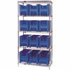 Storage System Wire Shelving Units, 12 Bins, Blue