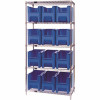Storage System Wire Shelving Units, 10 Bins, Blue