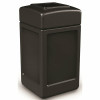 Polytec 42 Gal. Black Square Trash Can With Open Top Lid