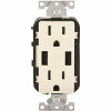 Leviton 15 Amp Usb Charger/Tamper Resistant Duplex Receptacle, Light Almond