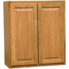 Hampton Bay Hampton 27 in. W x 12 in. D x 30 in. H Assembled Wall Kitchen Cabinet in Medium Oak