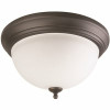 Monument 2-Light 15-1/2 In. X 7-1/2 In. Flush Mount Ceiling In Fixture Frosted Glass In Oil Rubbed Bronze