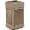 Stonetec 42 Gal. Beige/Riverstone Square Waste Container With Open Lid