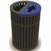 Archtec Parkview 4, 45 Gal. Black Round Waste And Recycling Container With Split Black/Blue Lid