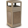 Commercial Zone Stonetec 42 Gal. Beige/Riverstone Square Trash Can With Ashtray Lid