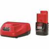 Milwaukee M12 12-Volt Lithium-Ion Compact Battery Pack 2.0Ah And Charger Starter Kit