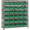 Economy 4 In. Shelf Bin 12 In. X 36 In. X 39 In. 7-Tier Shelving System Complete With Qsb102 Green Bins