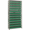 Economy 4 In. Shelf Bin 12 In. X 36 In. X 75 In. 13-Tier Shelving System Complete With Qsb101 Green Bins