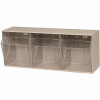 Quantum Storage Systems 23.63 In. Clear Tip Out Bin 3-Compartments Small Part Organizer, Ivory