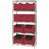 Quantum Storage Systems 18 In. X 36 In. X 74 In. Giant Stack Container Wire Shelving System 5-Tier In Red - 3571543
