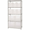 Quantum Storage Systems 18 In. X 36 In. X 74 In. Giant Stack Container Wire Shelving System 5-Tier In Clear - 3571544