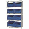 Quantum Storage Systems 18 In. X 42 In. X 74 In. Giant Stack Container Wire Shelving System 5-Tier In Blue