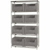 Quantum Storage Systems 18 In. X 42 In. X 74 In. Giant Stack Container Wire Shelving System 5-Tier In Gray