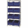 Quantum Storage Systems 18 In. W X 36 In. L X 74 In. H Giant Stack Container Wire Shelving System 5-Tier In Blue