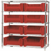 Quantum Storage Systems 18 In. X 36 In. X 74 In. Giant Stack Container Wire Shelving System 5-Tier In Red - 3571553