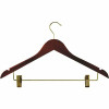 Womens Hanger Walnut Contoured Standard Hook In Brass (100 Per Case)