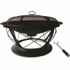 Pleasant Hearth Palmetto 30 In. X 19 In. Round Steel Wood Fire Pit In Rubbed Bronze With Cooking Grid