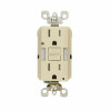Leviton 15 Amp Self-Test SmartlockPro Combo Duplex Guide Light and Tamper Resistant GFCI Outlet, Light Almond GFNL1-T