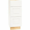Hampton Assembled 12X34.5X21 In. Bathroom Vanity Drawer Base Cabinet With Ball-Bearing Drawer Glides In Satin White