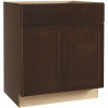 Hampton Bay Shaker Assembled 24 X 34.5 X 21 In. Bathroom Vanity Base Cabinet In Java