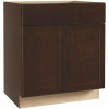 Hampton Bay Shaker Assembled 30 X 34.5 X 21 In. Bathroom Vanity Base Cabinet In Java