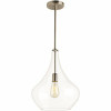 Mora 13 In. W X 17 In. H 1-Light Clear Glass Teardrop Pendant With Brushed Nickel Accents And Vintage Edison Bulb