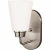 Kerrville 4.625 in. 1-Light Brushed Nickel Traditional Transitional Vanity Wall Sconce with Satin Etched Glass Shade