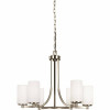 Sea Gull Lighting Hettinger 6-Light Brushed Nickel Modern Transitional Hanging Chandelier