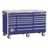Extreme Tools 72 In. 18-Drawer Triple Bank Standard Roller Cabinet Tool Chest With Stainless Steel Work Surface In Blue