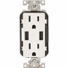 Leviton 15 Amp Decora Combination Tamper Resistant Duplex Outlet And Usb Charger, White (3-Pack)
