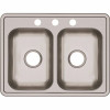 Elkay Dayton Drop-In Stainless Steel 25 In. 3-Hole Double Bowl Kitchen Sink