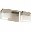Eglo Vicino 12.6 In. W X 5.71 In. H Satin Nickel Dimmable Led Vanity Light With Frosted Glass Rectangular Shades