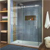 Dreamline Enigma Air 60-3/8 In. X 76 In. Frameless Corner Sliding Shower Door In Polished Stainless Steel With Handle