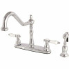 Kingston Brass Victorian English Porcelain 2-Handle Standard Kitchen Faucet With Side Sprayer In Chrome